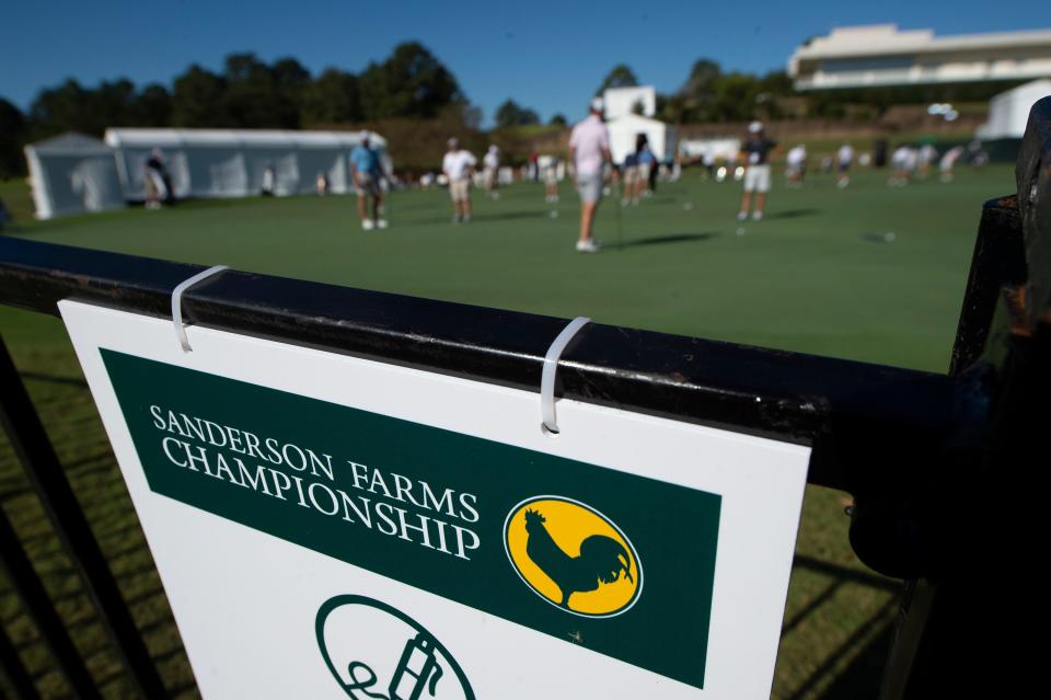 Golfers get some early-morning practice on the putting green during the Sanderson Farms Championship practice day for the pros at the Country Club of Jackson in Jackson on Tuesday, Sept. 27, 2022. The first-round tournament play for 2023 begins this Thursday.