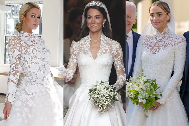 <p>Kristina Bumphrey/Shutterstock ; Chris Jackson/Getty ; Adam Schultz/The White House/Getty</p> Paris Hilton during her wedding dress fitting on 'Paris in Love'. ; Catherine, Duchess of Cambridge exits following her marriage to Prince William at Westminster Abbey on April 29, 2011. ; Naomi Biden on her wedding day on November 19, 2022 in Washington DC.