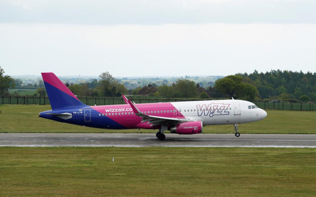 A Wizz Air plane takes off from Luton airport on Wednesday