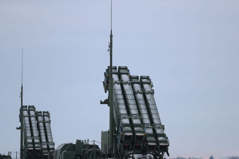 Polish military training on Patriot air defence missile systems at the airport in Warsaw