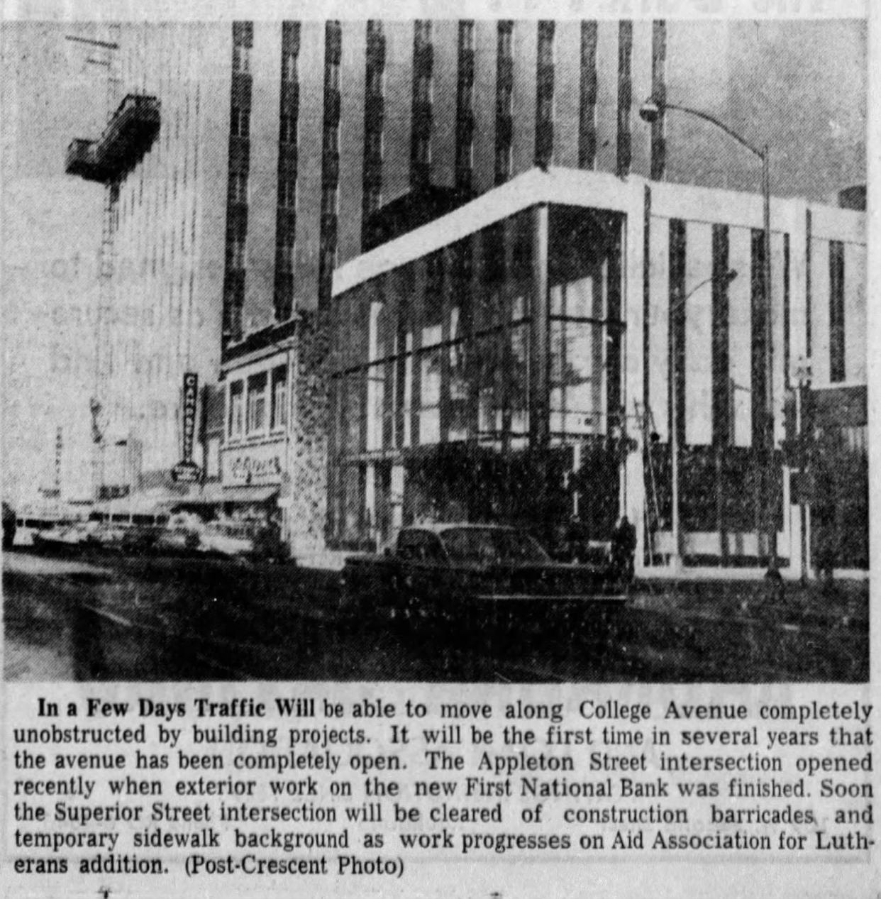 A photo in the Nov. 9, 1964, edition of The Post-Crescent shows the First National Bank building on College Avenue.