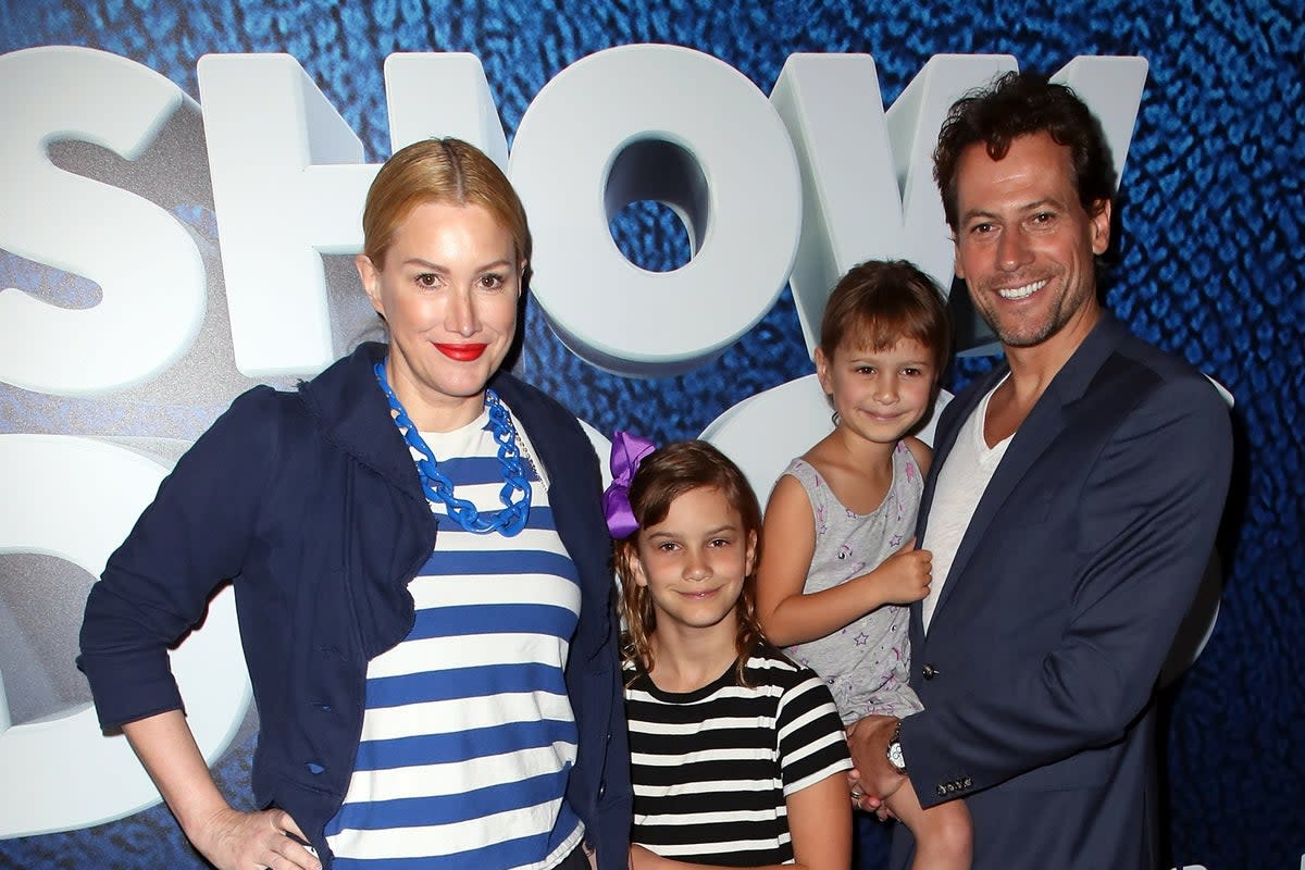 Former lovers Alice Evans and  Ioan Gruffudd attend a film premiere with their daughters (Getty Images)