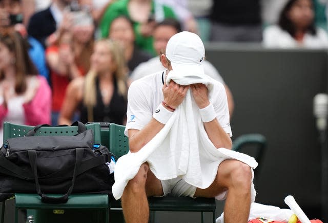 Alex De Minaur in distress after his victory