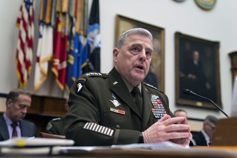 El  jefe del Estado Mayor Conjunto de Estados Unidos, el general Mark Milley. (AP Foto/Evan Vucci)