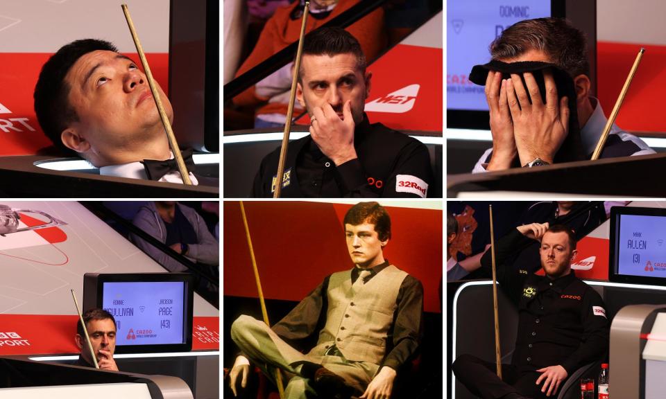 <span>Clockwise from top left: Ding Junhui, Mark Selby, Dominic Dale, Mark Allen, Steve Davis and Ronnie O'Sullivan in The Chair.</span><span>Composite: Getty, Alamy</span>