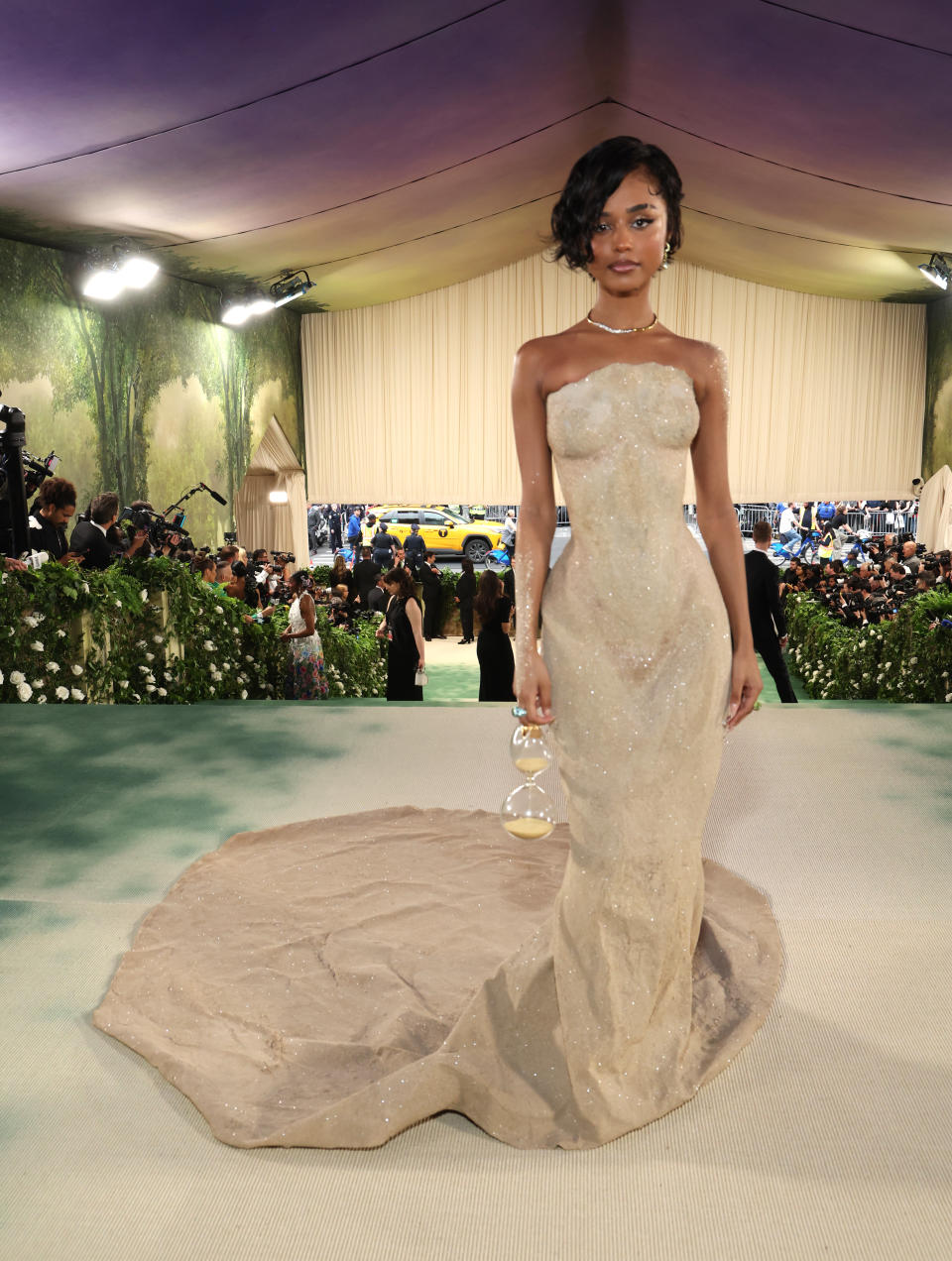 This amazing Balmain gown looked incredible on Tyla. Photo: Getty