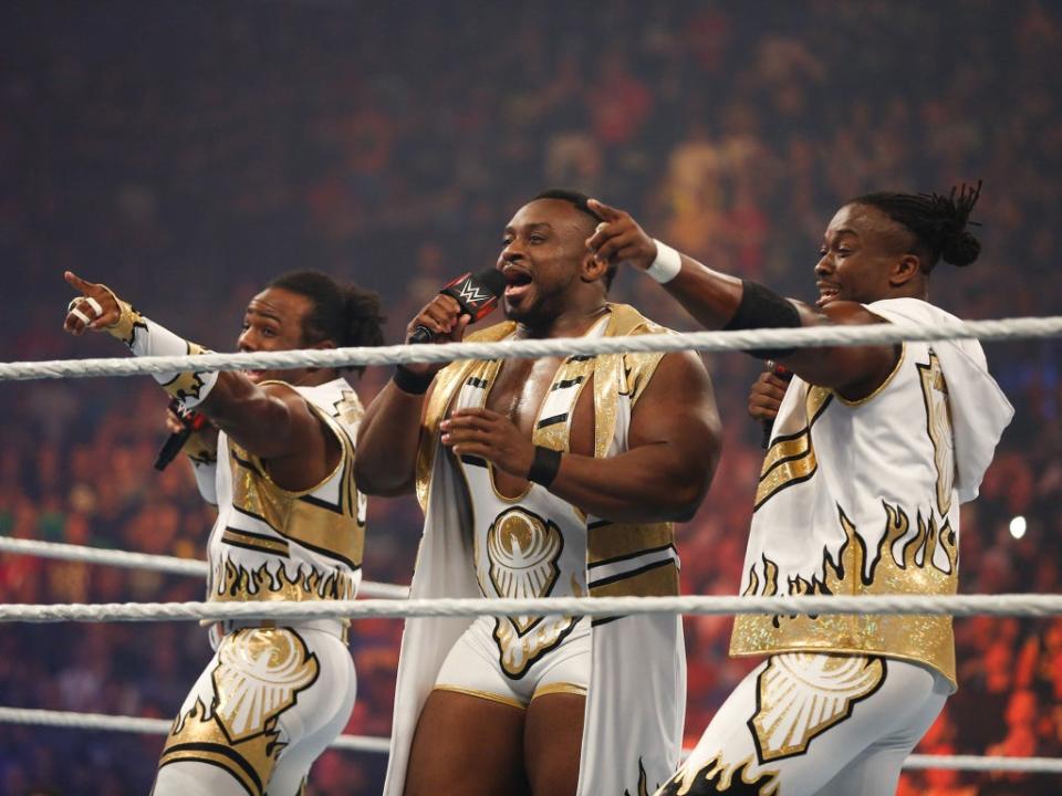 Big E with New Day teammates Xavier Woods (left) and Kofi Kingston (Getty Images)