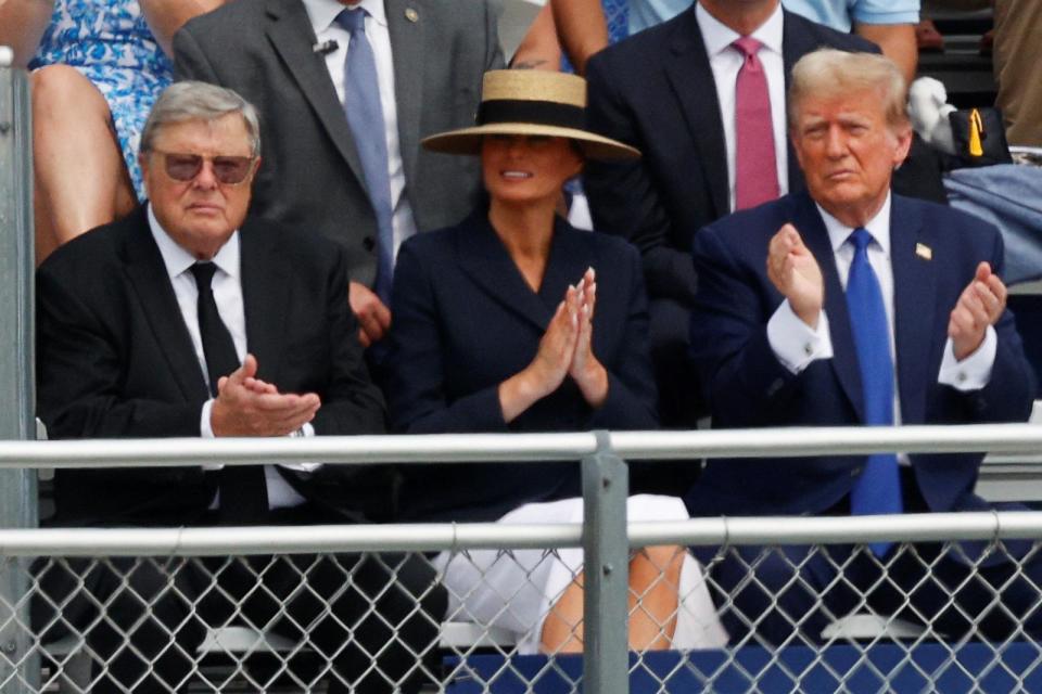 PHOTO: Former President Donald Trump and Melania Trump attend the graduation ceremony of their son Barron Trump, in West Palm Beach, Fla., May 17, 2024. (Marco Bello/Reuters)
