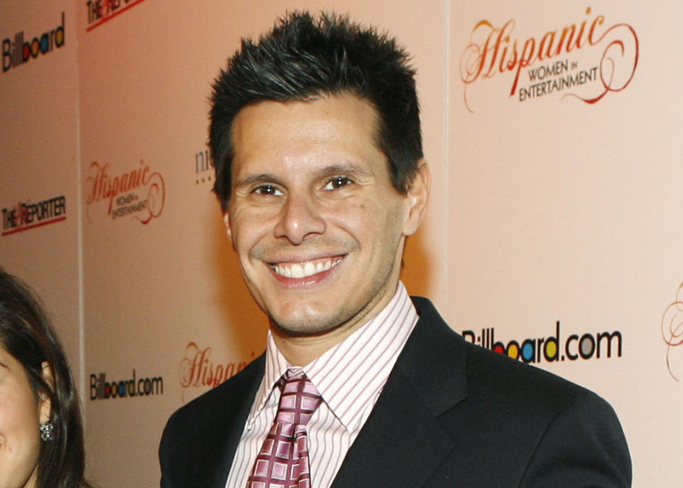 FILE - This Oct. 9, 2007 file photo shows "Ugly Betty" creator Silvio Horta at the Billboard magazine Hispanic Women in Entertainment breakfast in Los Angeles. Horta died in Miami on Tuesday, Jan. 8, 2020. He was 45. (AP Photo/Matt Sayles, File)