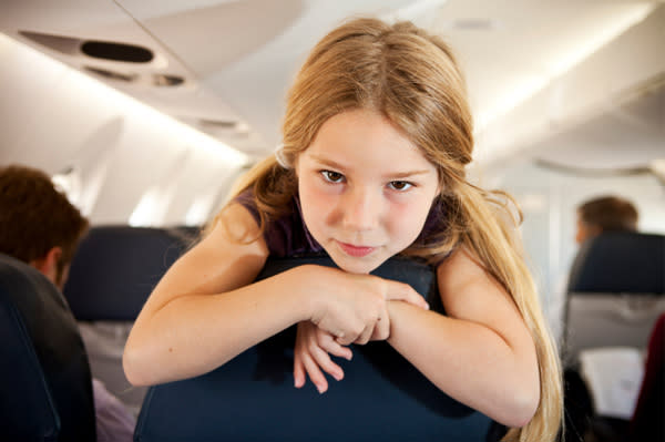 Little girl on airplane