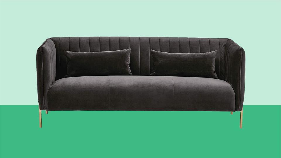 Amazon Brand Rivet Frederick Mid-Century Channel Tufted Velvet Sofa