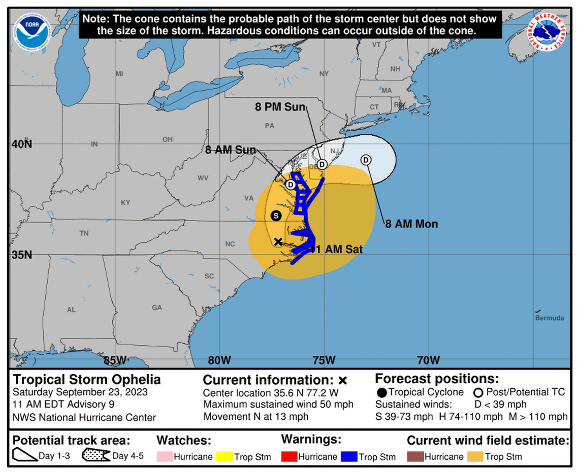 Tropical Storm Ophelia is bringing heavy rain and strong wind to most of Eastern North Carolina today, with the greatest impact east of Interstate 95.