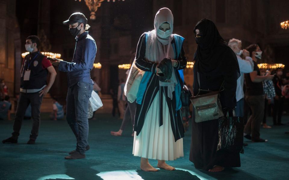 Worshippers visit the Hagia Sophia -  Sam Tarling for The Telegraph 