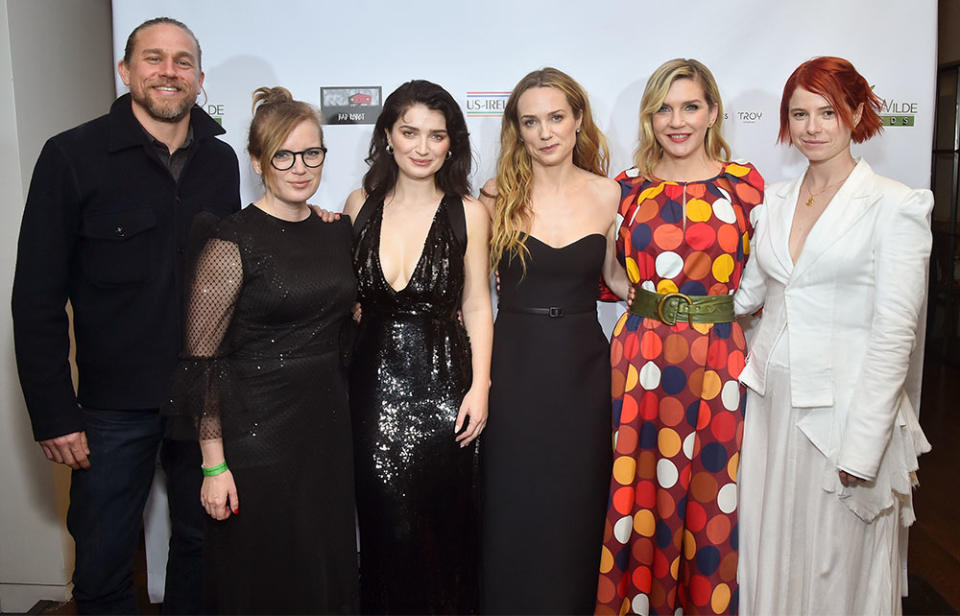 Charlie Hunnam, Sarah Polley, Eve Hewson, Kerry Condon, Rhea Seehorn and Jessie Buckley attend Oscar Wilde Awards 2023 at Bad Robot on March 09, 2023 in Santa Monica, California.