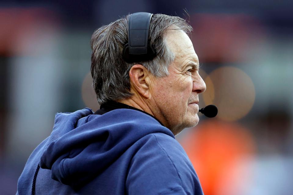 dNew England Patriots head coach Bill Belichick during the second half of an NFL football game against the Kansas City Chiefs, Sunday, Dec. 17, 2023, in Foxborough, Mass. (AP Photo/Michael Dwyer)