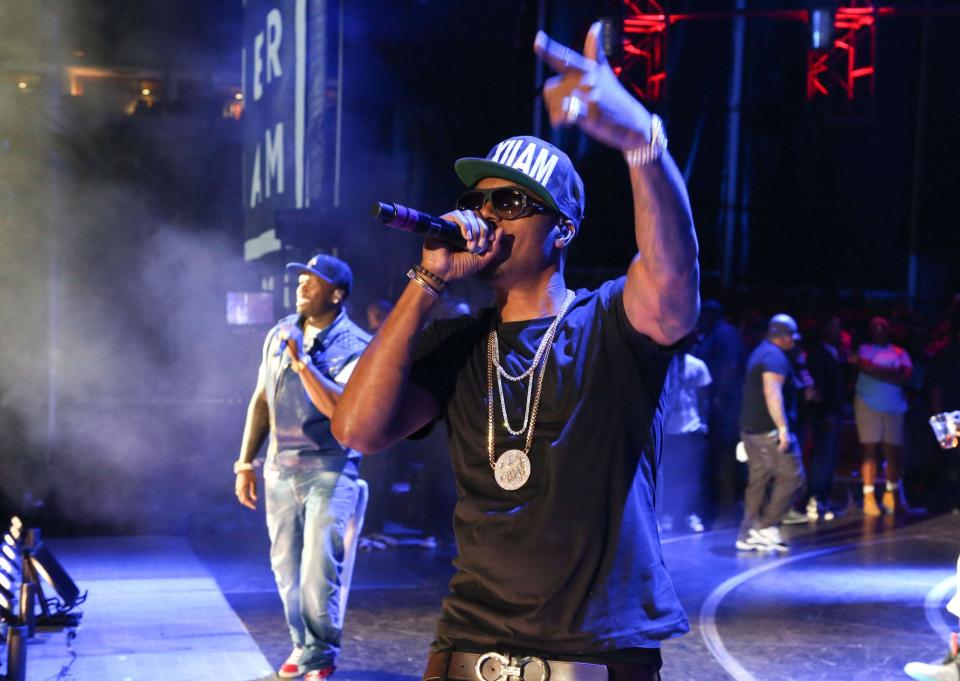 50 Cent and Nas perform in concert during Hot 97 Summer Jam 2014 at MetLife Stadium on June 1, 2014 in East Rutherford City.