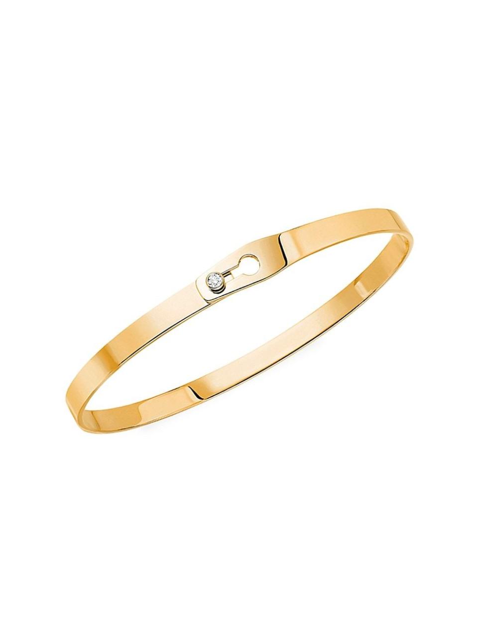 73) Serrure Ruban 18K Yellow Gold & Diamond Bangle