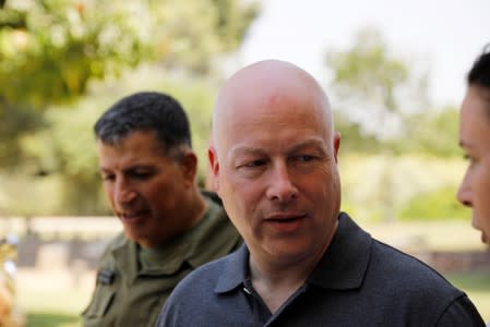 FILE PHOTO: Jason Greenblatt, U.S. President Trump's Middle East envoy, arrives to visit Kibbutz Nahal Oz, just outside the Gaza Strip