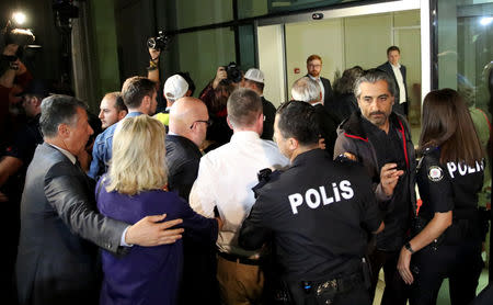 U.S. pastor Andrew Brunson and his wife Norrine arrive at the airport in Izmir, Turkey October 12, 2018. REUTERS/Umit Bektas