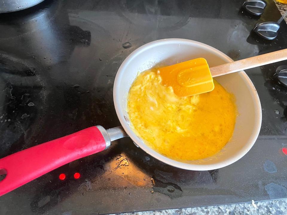 Comparing regular butter to Martha Stewart's scrambled eggs hack