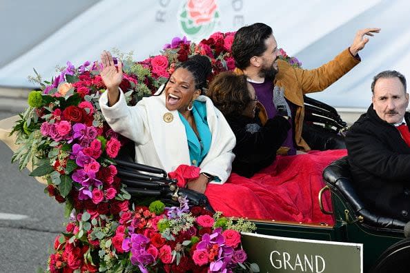 PASADENA, CALIFORNIA - JANUARY 01: Grand Marshal Audra McDonald participates in the 135th Rose Parade Presented by Honda on January 01, 2024 in Pasadena, California. (Photo by Jerod Harris/Getty Images)