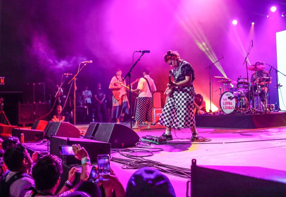 The Linda Lindas perform in the Sonora Tent at the Coachella Valley Music and Arts Festival in Indio, Calif., Saturday, April 15, 2023.