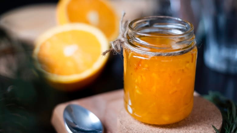 orange marmalade in jar
