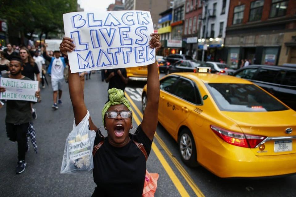 Um protesto Black Lives Matter em 2016