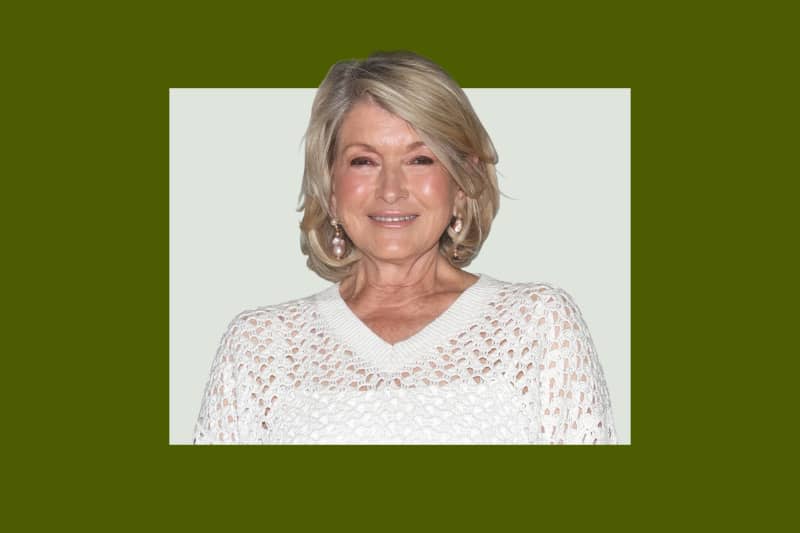 Martha Stewart headshot on colored background