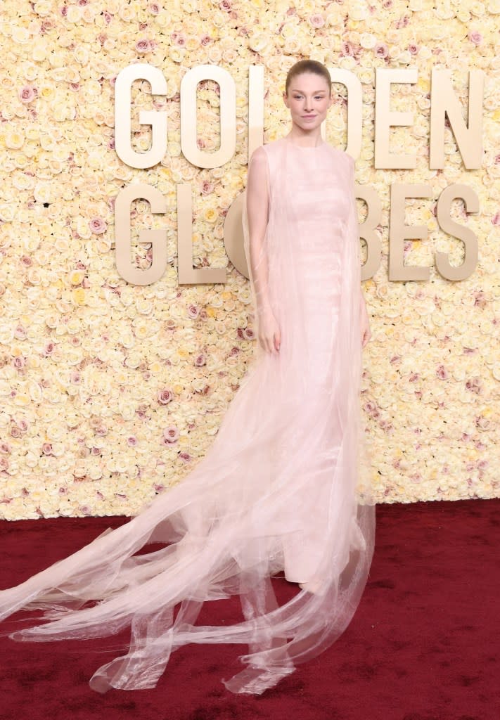 Hunter Schafer attends the 81st Annual Golden Globe Awards at The Beverly Hilton on January 07, 2024 in Beverly Hills, California.