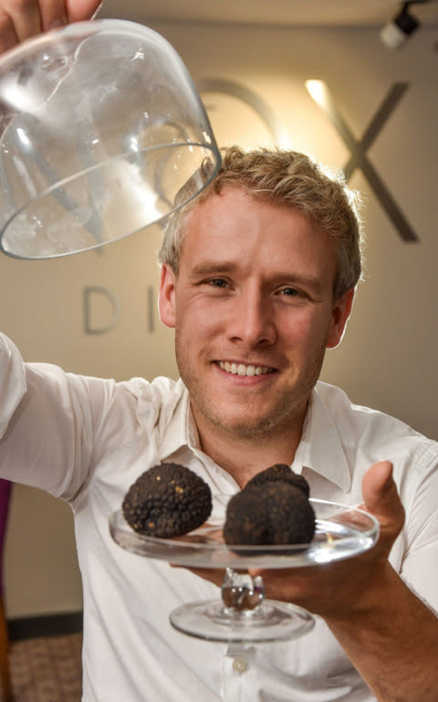 Dr Paul Thomas, of Mycorrhizal Systems Ltd and the University of Stirling with black truffle has been cultivated in the UK for the first time - Credit: PA