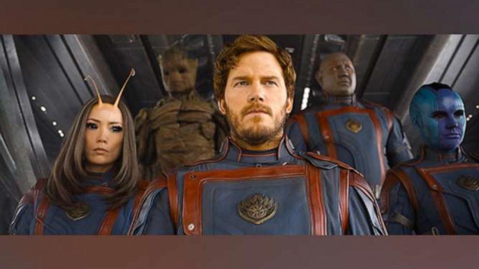 PHOTO: Pom Klementieff as Mantis, Groot (voiced by Vin Diesel), Chris Pratt as Peter Quill/Star-Lord, Dave Bautista as Drax, Karen Gillan as Nebula appear in Marvel Studios' Guardians of the Galaxy Vol. 3. (Courtesy of Marvel Studios)