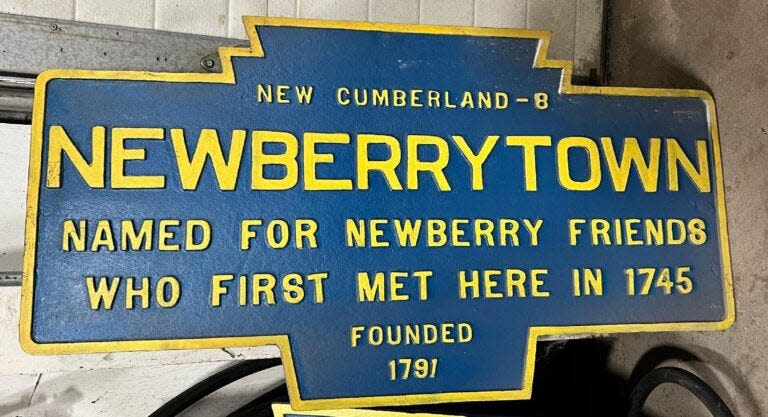 One of the historical Keystone Markers that will be re-installed in Newberry Township. The signs stood along roads throughout the municipality years ago, but they have been in storage for about five decades. In recent years, an effort was made to repair them and put them back up.