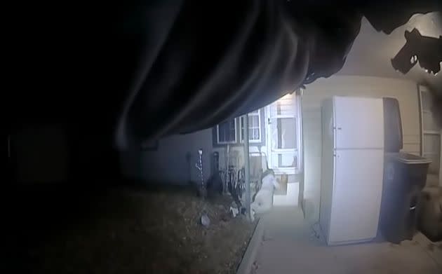 This image from police body camera footage shows officers approaching Quadry Sanders after they shot him on Dec. 5, 2021. 