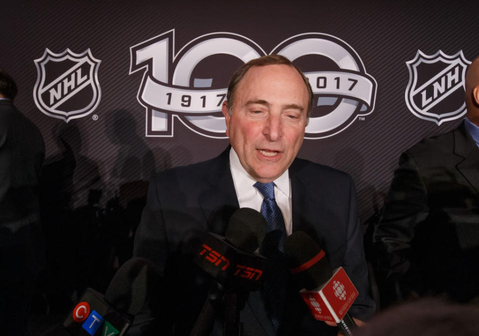 OTTAWA, ON – MARCH 17: NHL Commissioner Gary Bettman speaks during the 2017 Scotiabank NHL 100 Classic announcement at the Chateau Laurier on March 17, 2017 in Ottawa, Ontario, Canada. (Photo by Andre Ringuette/NHLI via Getty Images)