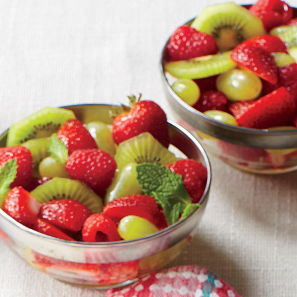 Festive Fresh Fruit Salad with Mint-Lime Simple Syrup