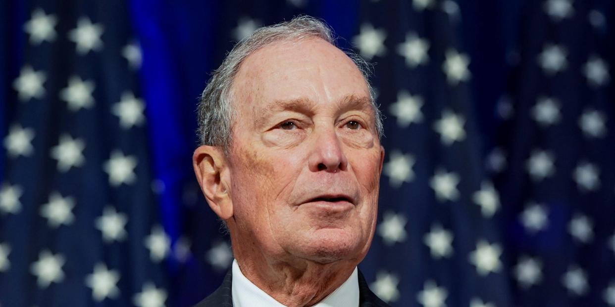 FILE PHOTO: Democratic U.S. presidential candidate Michael Bloomberg addresses a news conference after launching his presidential bid in Norfolk, Virginia, U.S., November 25, 2019. REUTERS/Joshua Roberts/File Photo