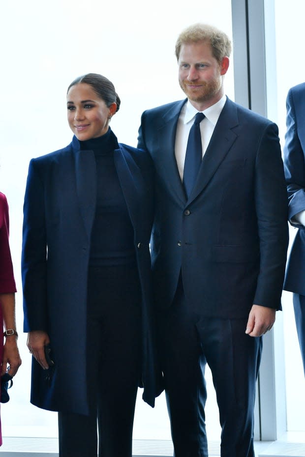 Meghan, Duchess of Sussex and Prince Harry, Duke of Sussex pose at One World Observatory on September 23, 2021 in New York City. <p>Photo: Roy Rochlin/Getty Images</p>