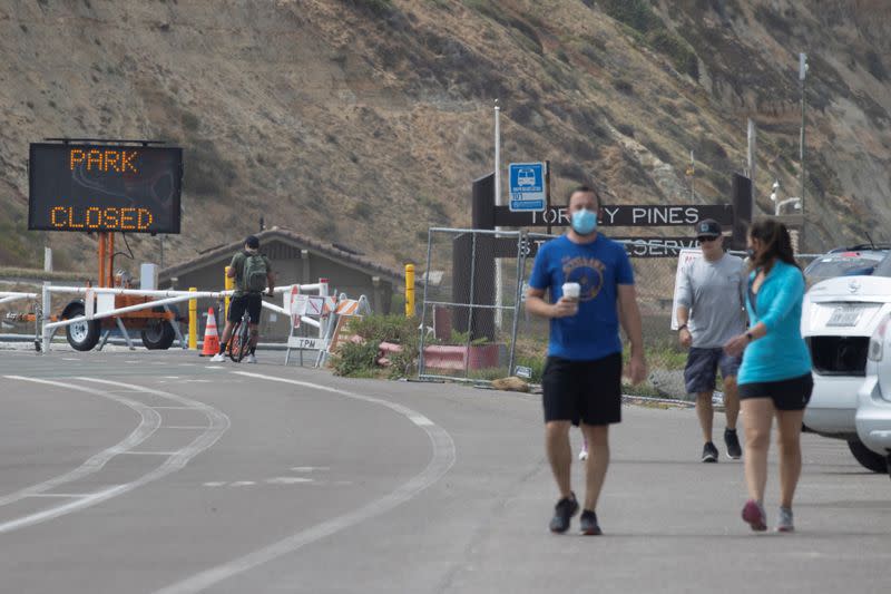 FILE PHOTO: Torrey Pines State Park is shown closed for the July 4th long weekend during the outbreak of the coronavirus disease (COVID-19) in, San Diego, California