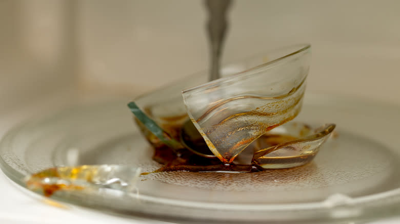 broken bowl in microwave