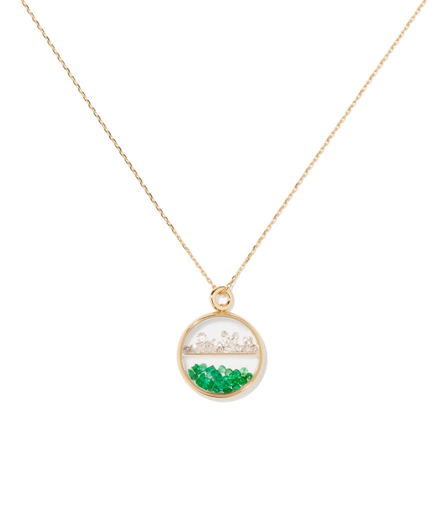 <p>Diamonds-and-emeralds baby Chivor necklace, $4,130, <a rel="nofollow noopener" href="http://usd.aureliebidermann.com/en/all-collections/1251-diamonds-and-emeralds-baby-chivor-necklace.html?search_query=emerald&results=30#/75-precious_metal-18k_yellow_gold/107-chain-without_chain" target="_blank" data-ylk="slk:aureliebidermann.com;elm:context_link;itc:0;sec:content-canvas" class="link ">aureliebidermann.com</a> </p>