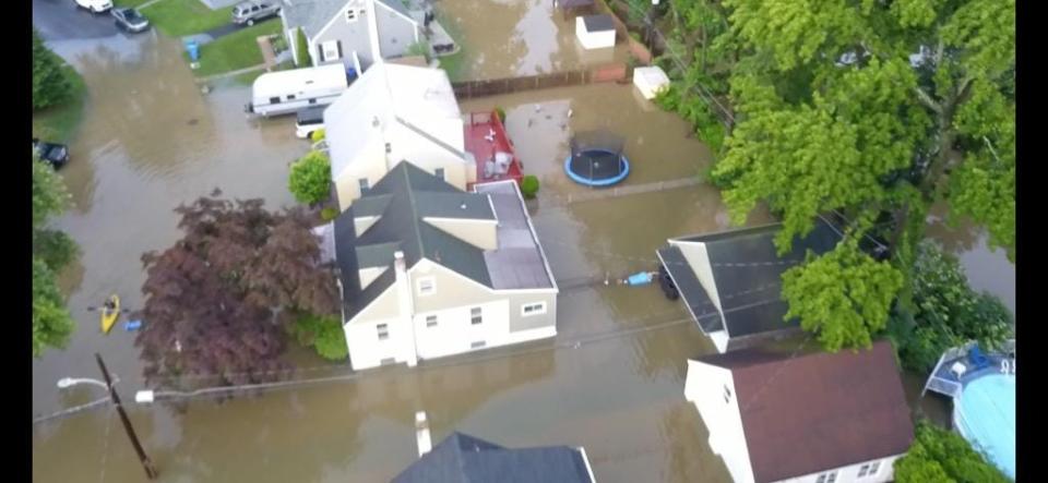 Drone footage captured flash flooding in West Bristol along Snowden Avenue on July 12, 2021.