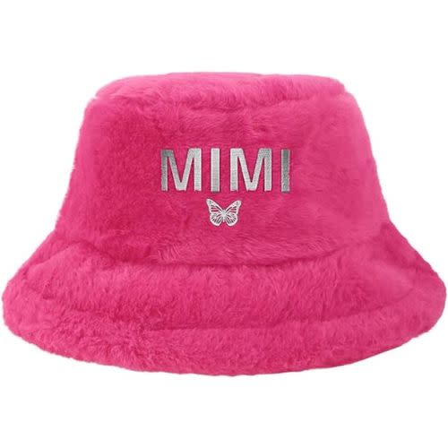 pink fuzzy mariah carey bucket hat