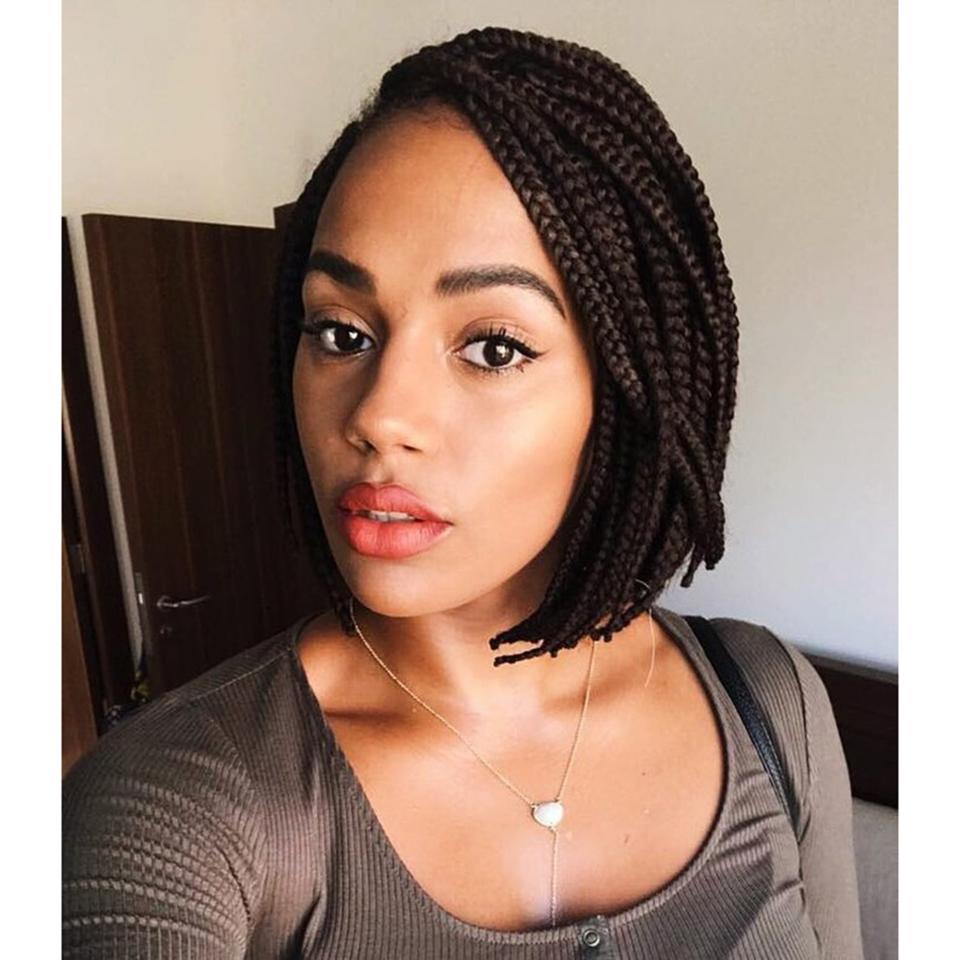 Long, flowy braids are cute, but sometimes they can get a bit too heavy. Davina of <a href="https://www.youtube.com/user/TheLondonCurls/videos" rel="nofollow noopener" target="_blank" data-ylk="slk:The London Curls;elm:context_link;itc:0;sec:content-canvas" class="link ">The London Curls</a> makes a case for the iconic face-framing box braid bob style. They're incredibly easy to maintain, won't weigh down your hair, and serve a really cute '90s vibe at the same time.