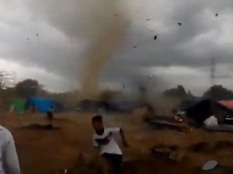 Tornado hits refugee camp for survivors of Lombok earthquake in Indonesia