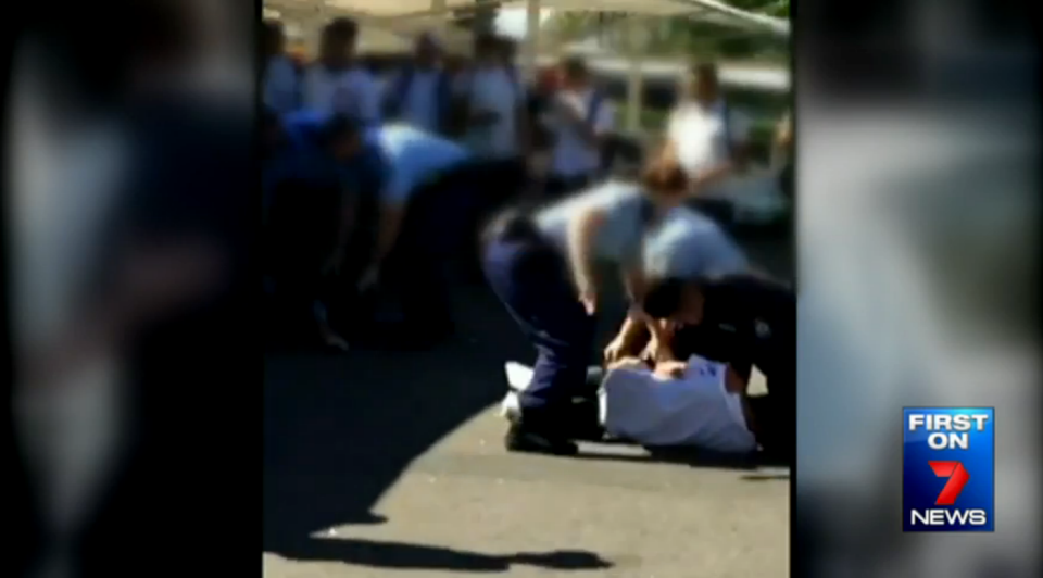 Six Sydney teenagers have been arrested following yet another big after-school brawl in the city’s south-west. Photo: 7 News