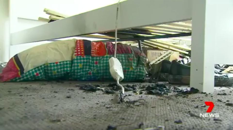 Daniel De Gabriel was lucky to survive a fire sparked by a faulty electric blanket. Source: 7 News