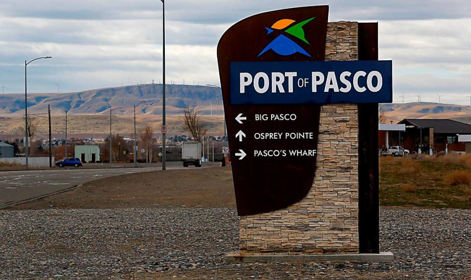 A Port of Pasco sign on South Oregon Avenue in Pasco.