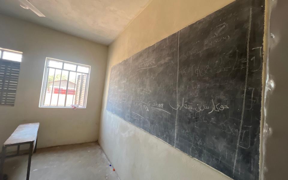 An empty classroom at a school that is closed by the government due to an extreme heat wave alert for the next days, in Juba, South Sudan