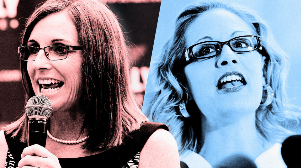 Rep. Martha McSally, R-Ariz., and Rep. Kyrsten Sinema, D-Ariz. (Photo illustration: Yahoo News; photos: Ross D. Franklin/AP, Matt York/AP)